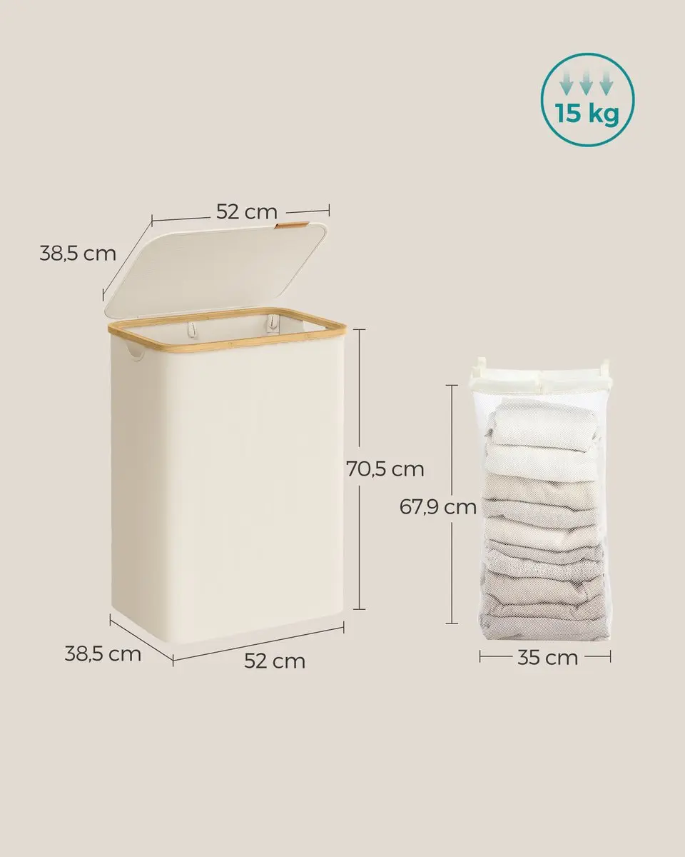 Songmics Wasmand LCB513W01 - 130L - 4 Vakken - Opvouwbaar