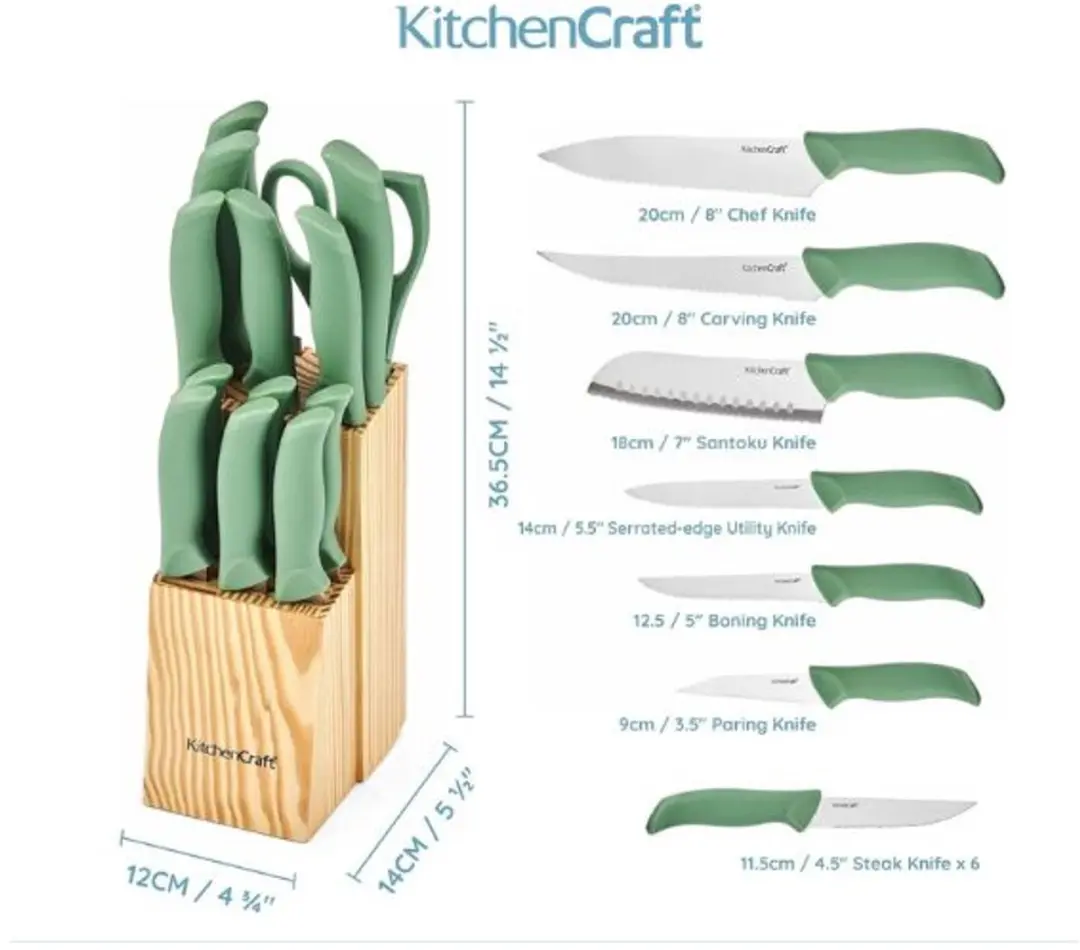 KitchenCraft Messenset Groen - 15 Stuks