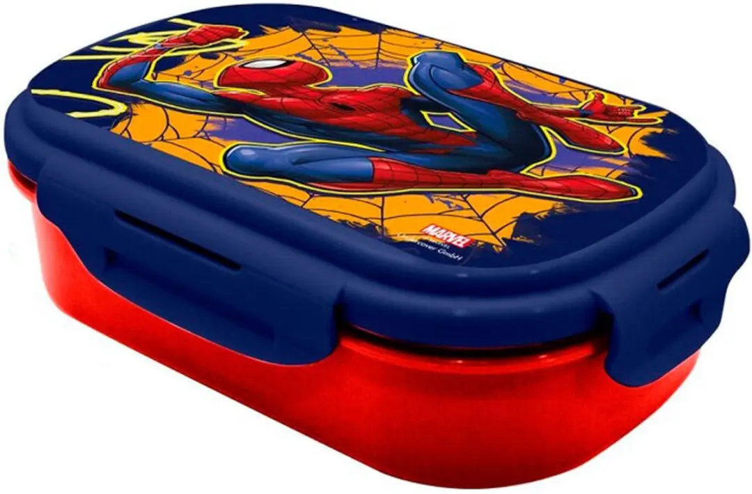 Spider-Man Lunchtrommel met Bestek 0.5L - Rood/Blauw