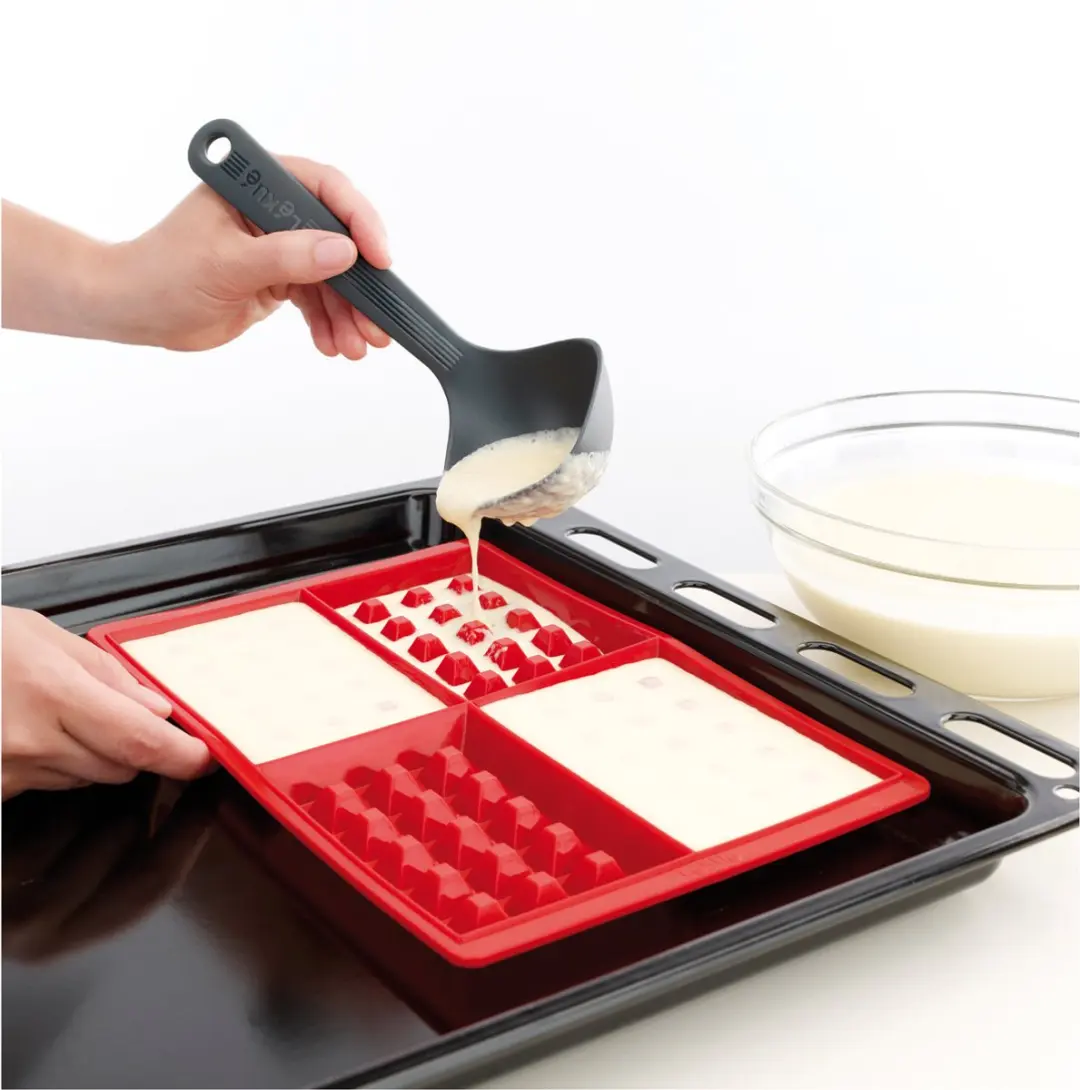 Lékué Siliconen Wafelbakvorm 8-delig - Rood