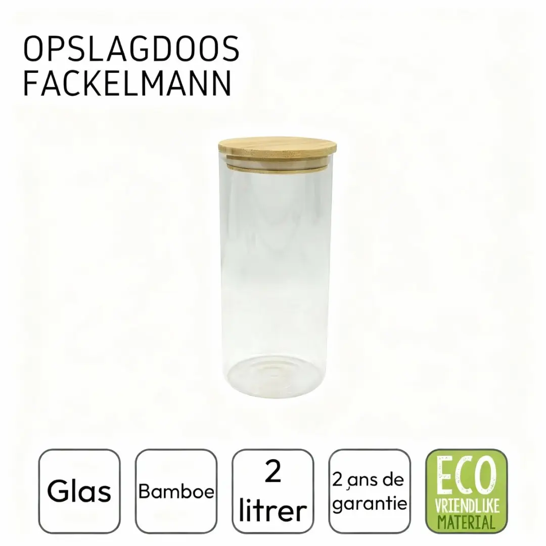 Fackelmann Nature Bewaarbox Glas 2L - Bamboe deksel