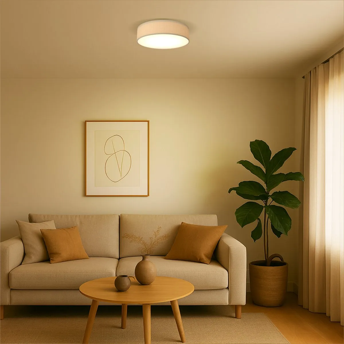Calex LED Plafondlamp 40cm Taupe - Warm Wit Dimbaar