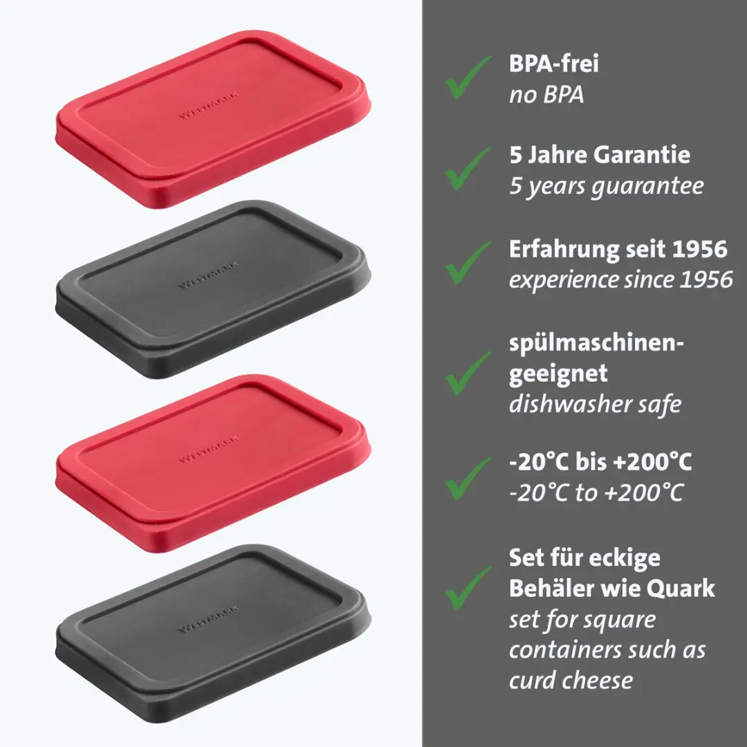 Westmark Vershouddeksel 2x2 10,5x8,5cm - 4 Stuks - Rood/Zwart