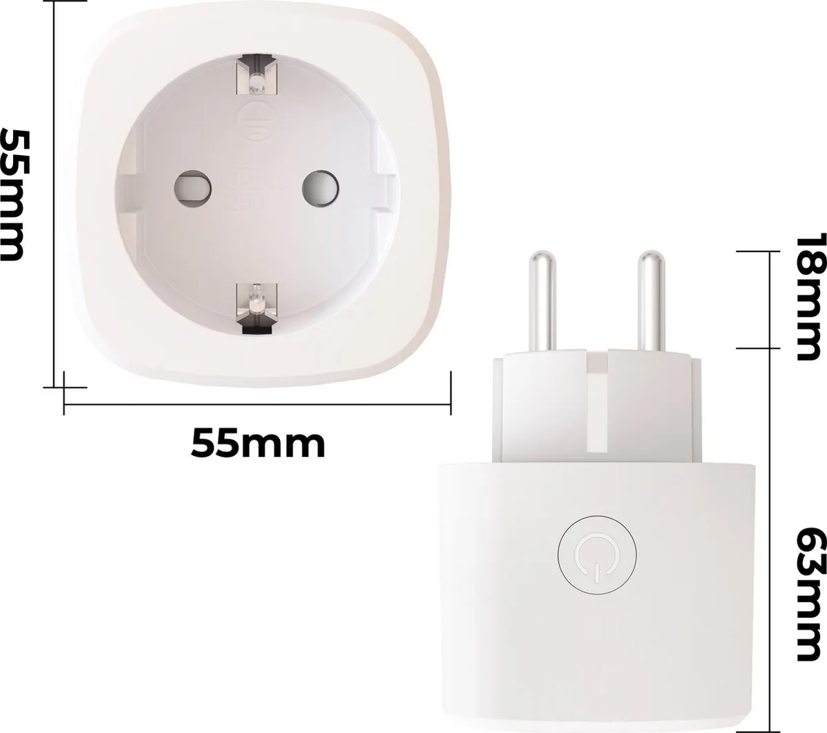 Calex Slimme Stekker - Set van 3 - Energiemeter - Wit