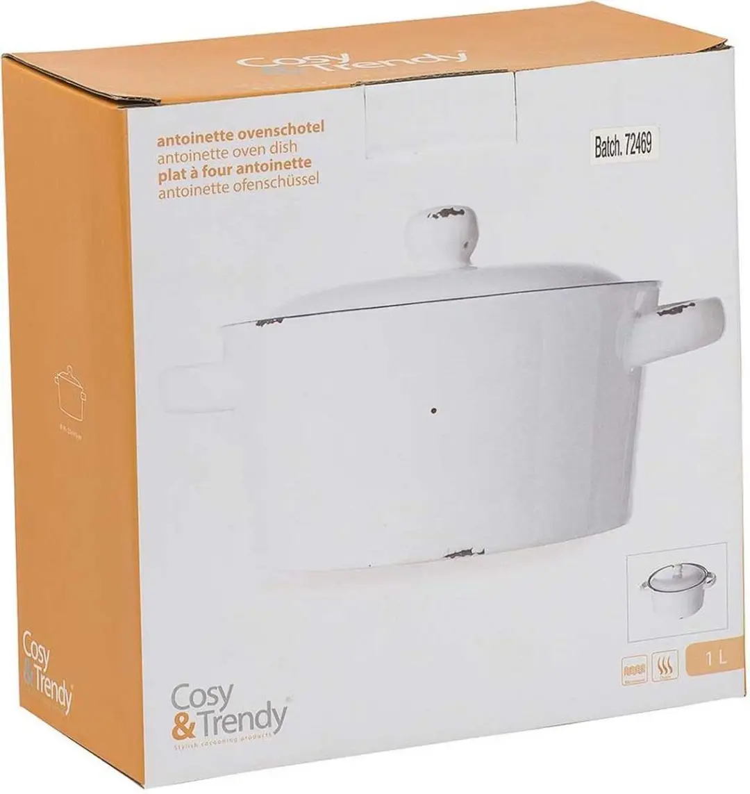 Cosy&Trendy Antoinette Ovenschotel D18-23xh9cm 1L - Keramiek Blauw/Wit