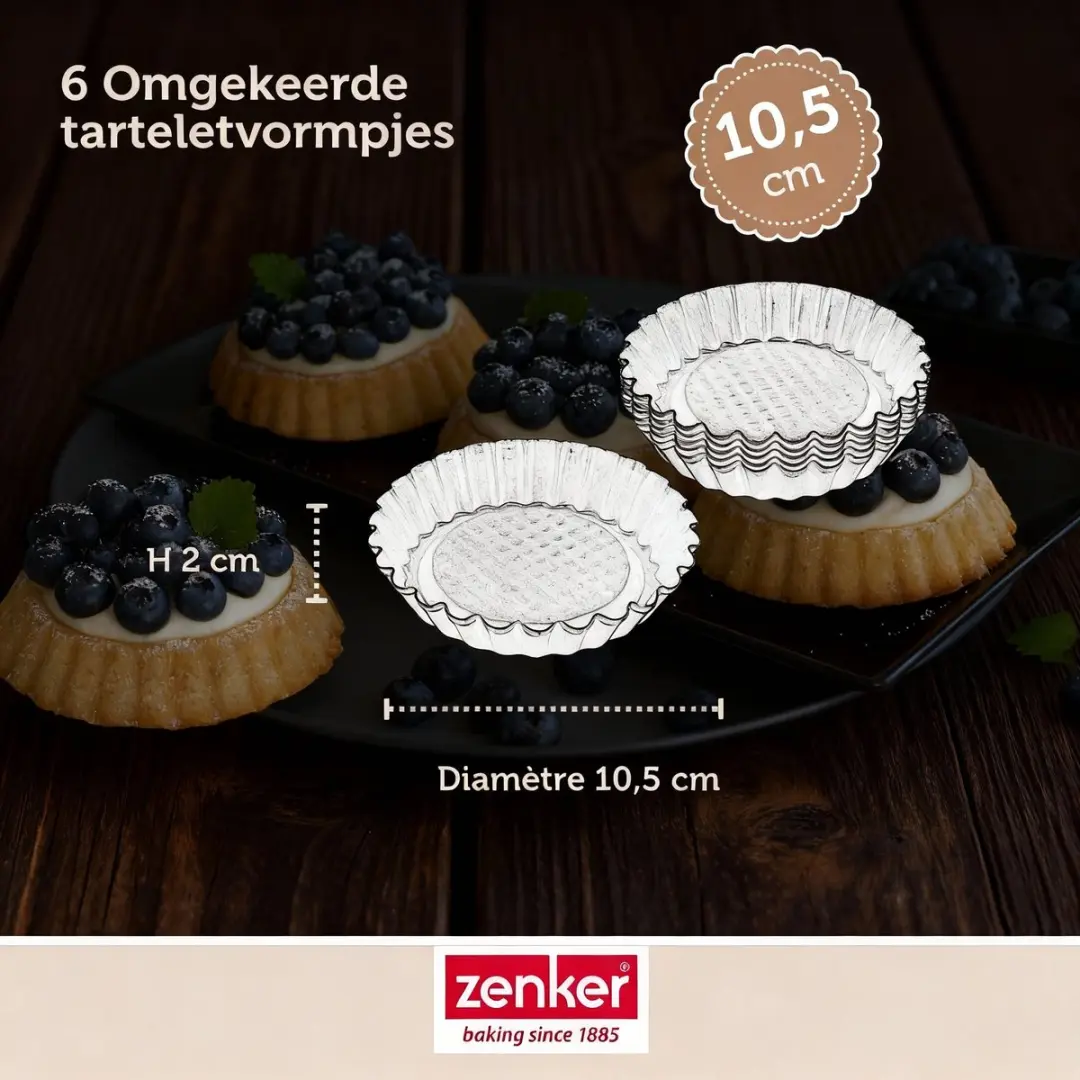 Zenker Black Metallic Taartvormpjes Set 12x Ø10cm