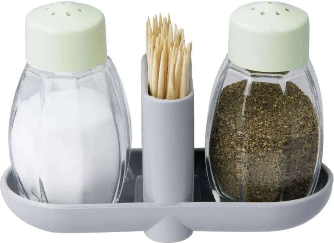 Fackelmann Peper & Zout Strooier Eco - 3-delig - Transparant/Groen/Grijs