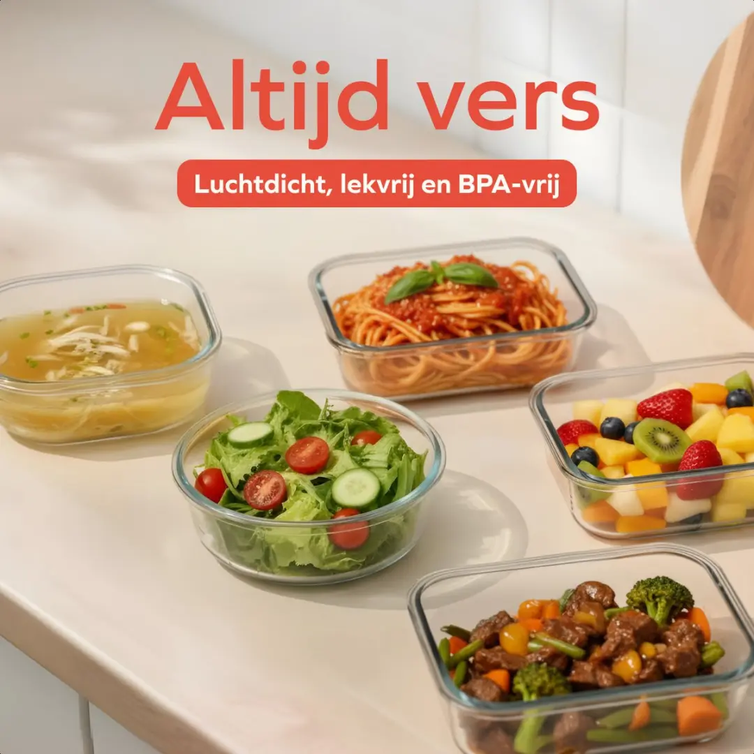 KitchenBrothers Meal Prep Glasbakjes 12-delig - 6,79L - BPA-vrij