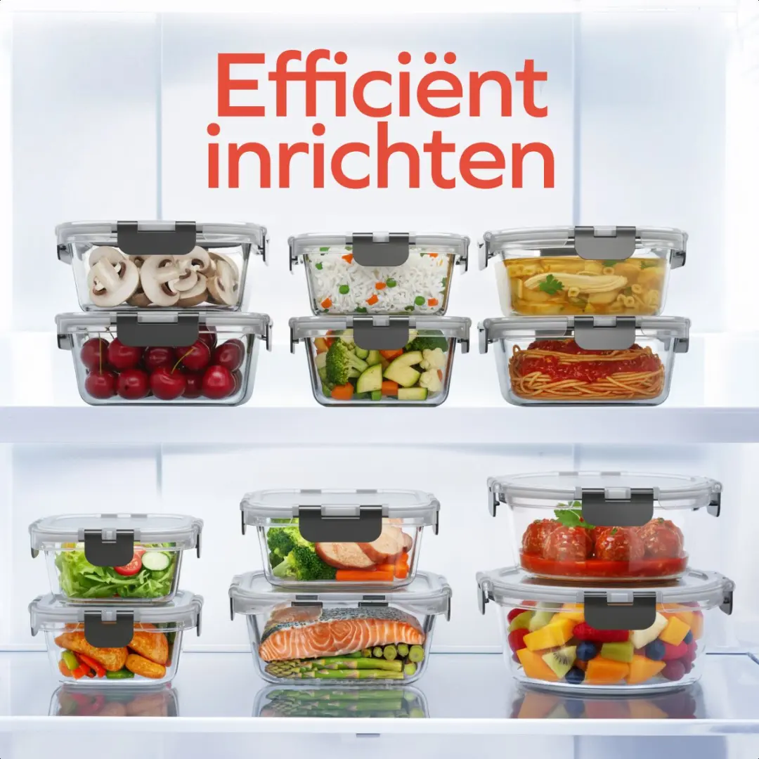 KitchenBrothers Meal Prep Glasbakjes 12-delig - 6,79L - BPA-vrij - afbeelding 6 van 6