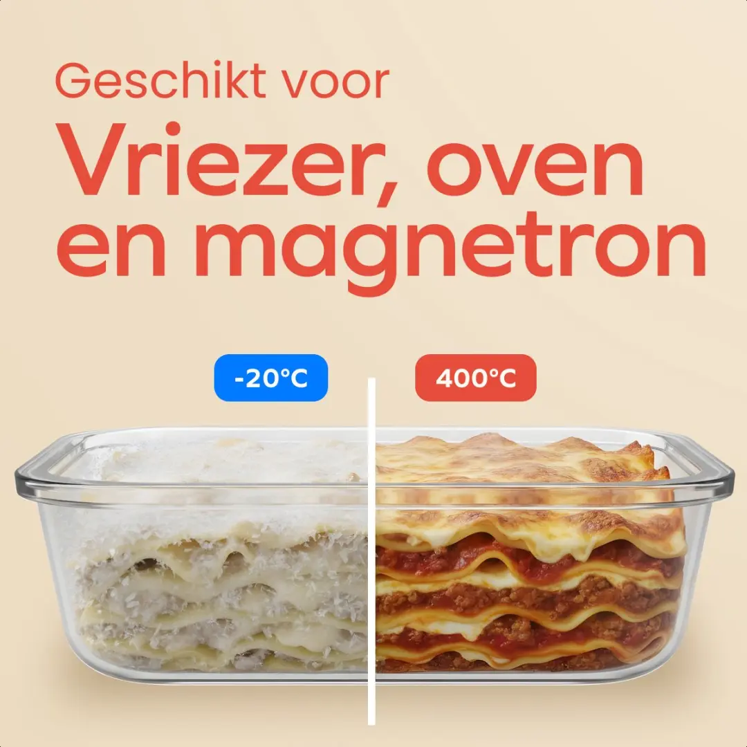 KitchenBrothers Meal Prep Glasbakjes 12-delig - 6,79L - BPA-vrij