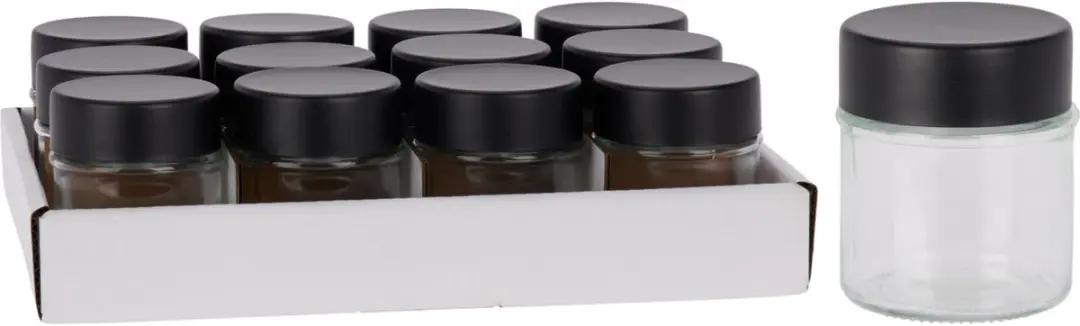 Excellent Houseware Kruidenpotjes 12x - 50ml Glas - Luchtdicht