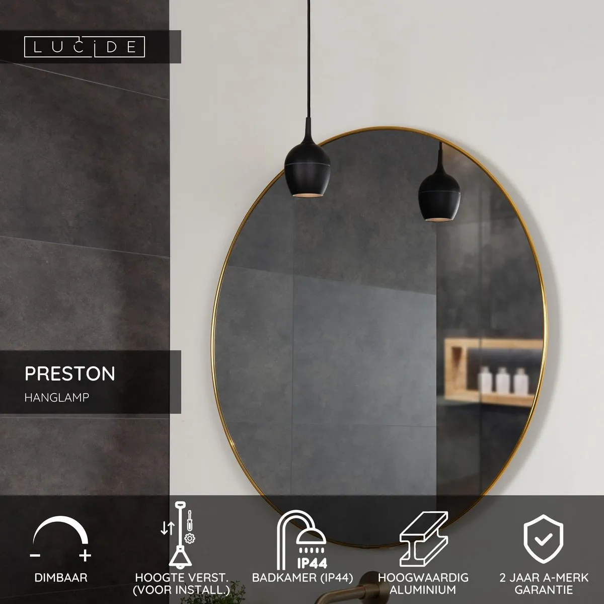 Lucide Preston Hanglamp GU10 Ø10cm - Zwart