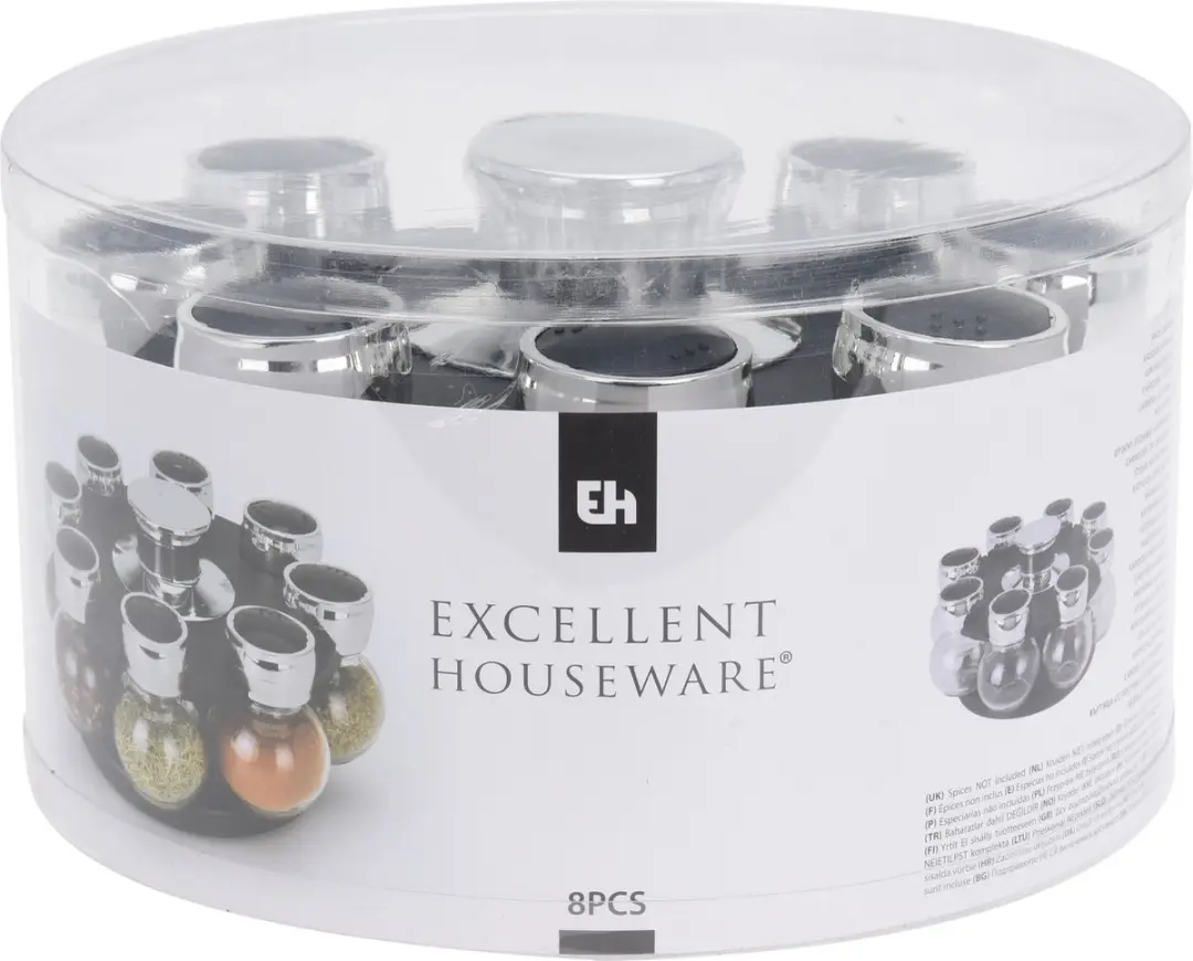 Excellent Houseware Kruidenrek met 8 Strooipotjes - D6 x H8cm - Transparant - afbeelding 2 van 3
