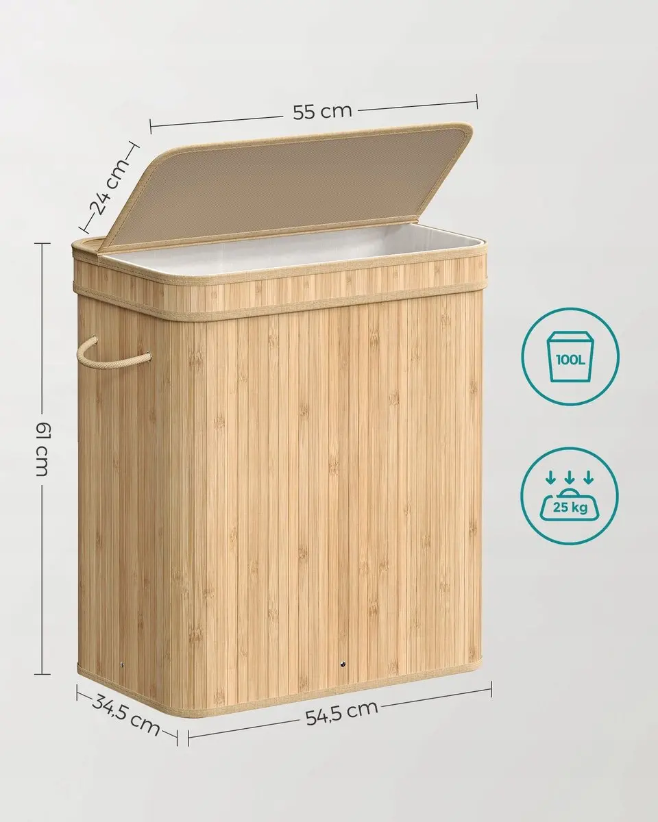 Songmics Bamboe Wasemmer 100L - Beige
