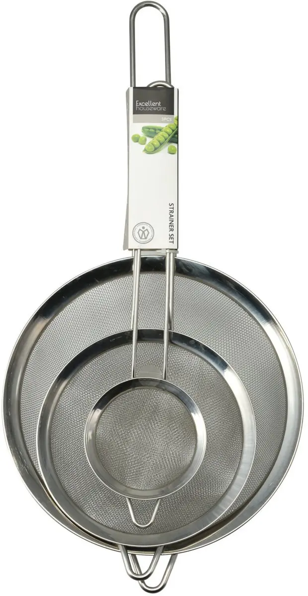 Excellent Houseware Zeefset 3-delig - 20/14/8cm - Zilver