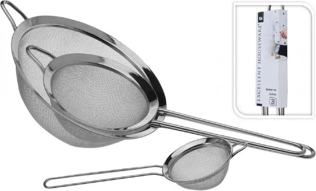 Excellent Houseware Zeefset 3-delig - 20/14/8cm - Zilver - afbeelding 6 van 6