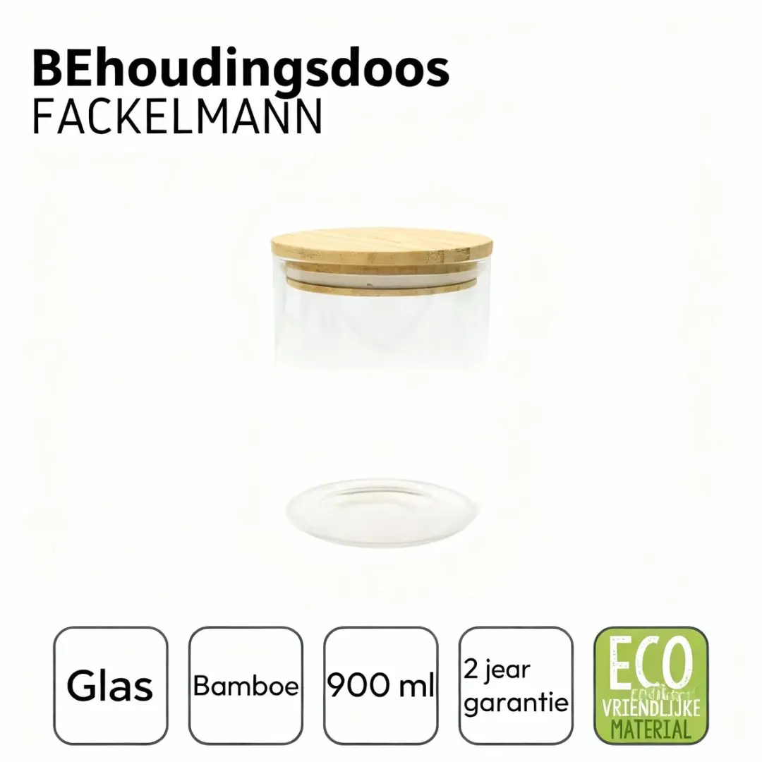 Fackelmann Nature Bewaarbox Glas 0,9L - Bamboedeksel