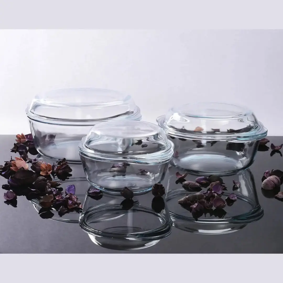 Pasabahce Ovenschalen met deksel set 3-delig - 4,4L Transparant