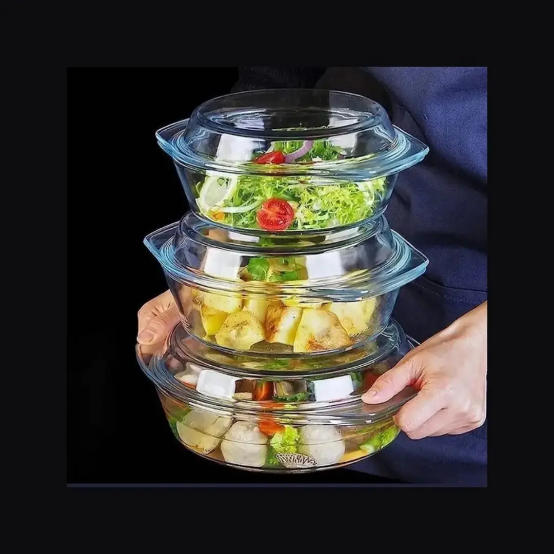 Pasabahce Ovenschalen met deksel set 3-delig - 4,4L Transparant