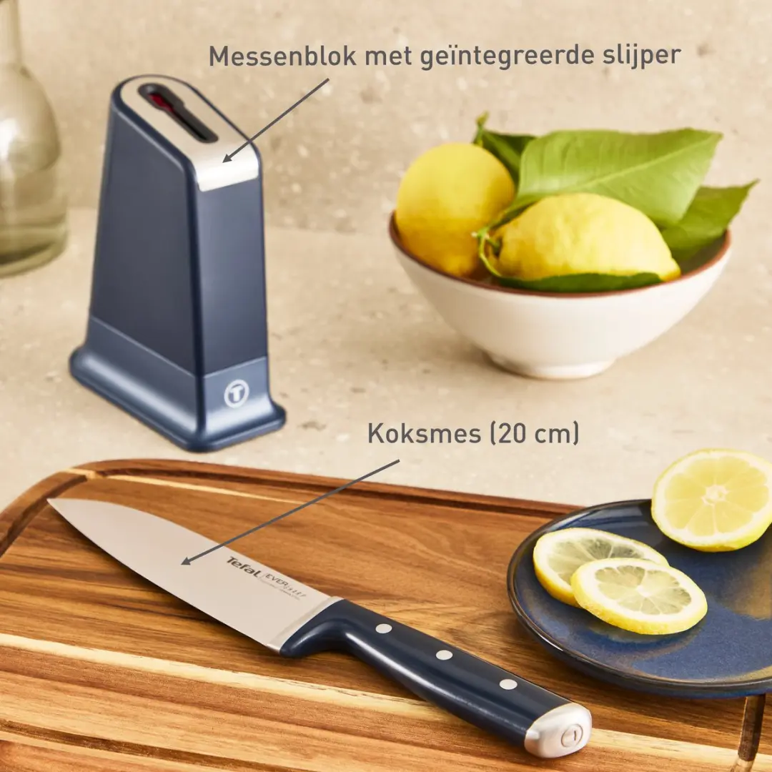 Tefal EverSharp K297S244 Koksmes Blok - 5 Messen 20cm - Zelfslijpend