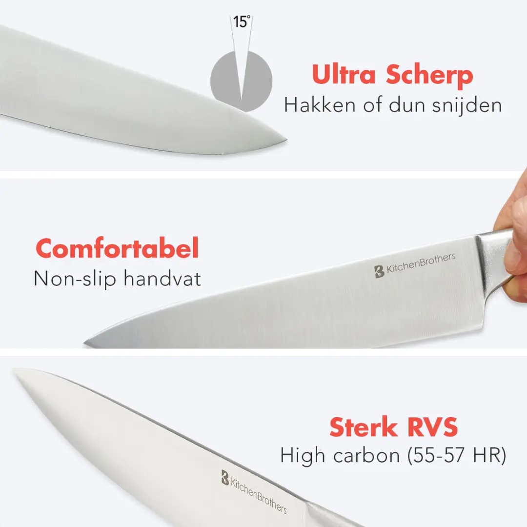 KitchenBrothers KB763 Messenset 16-delig - Hardhout