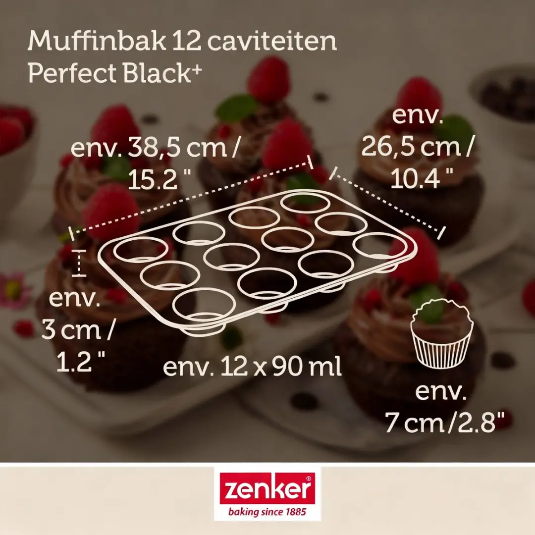 Zenker Perfect Black Muffinvorm 12 Holtes 38x26cm