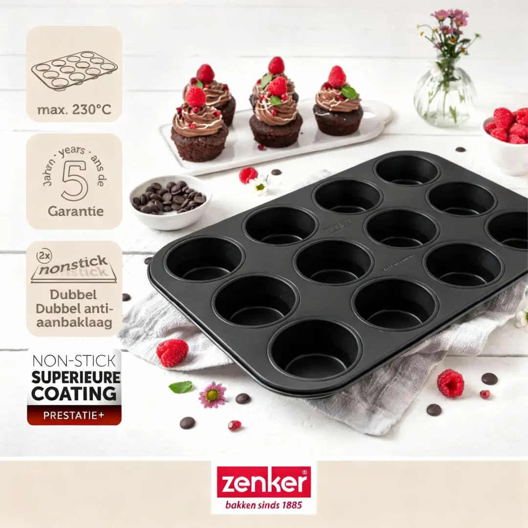 Zenker Perfect Black Muffinvorm 12 Holtes 38x26cm