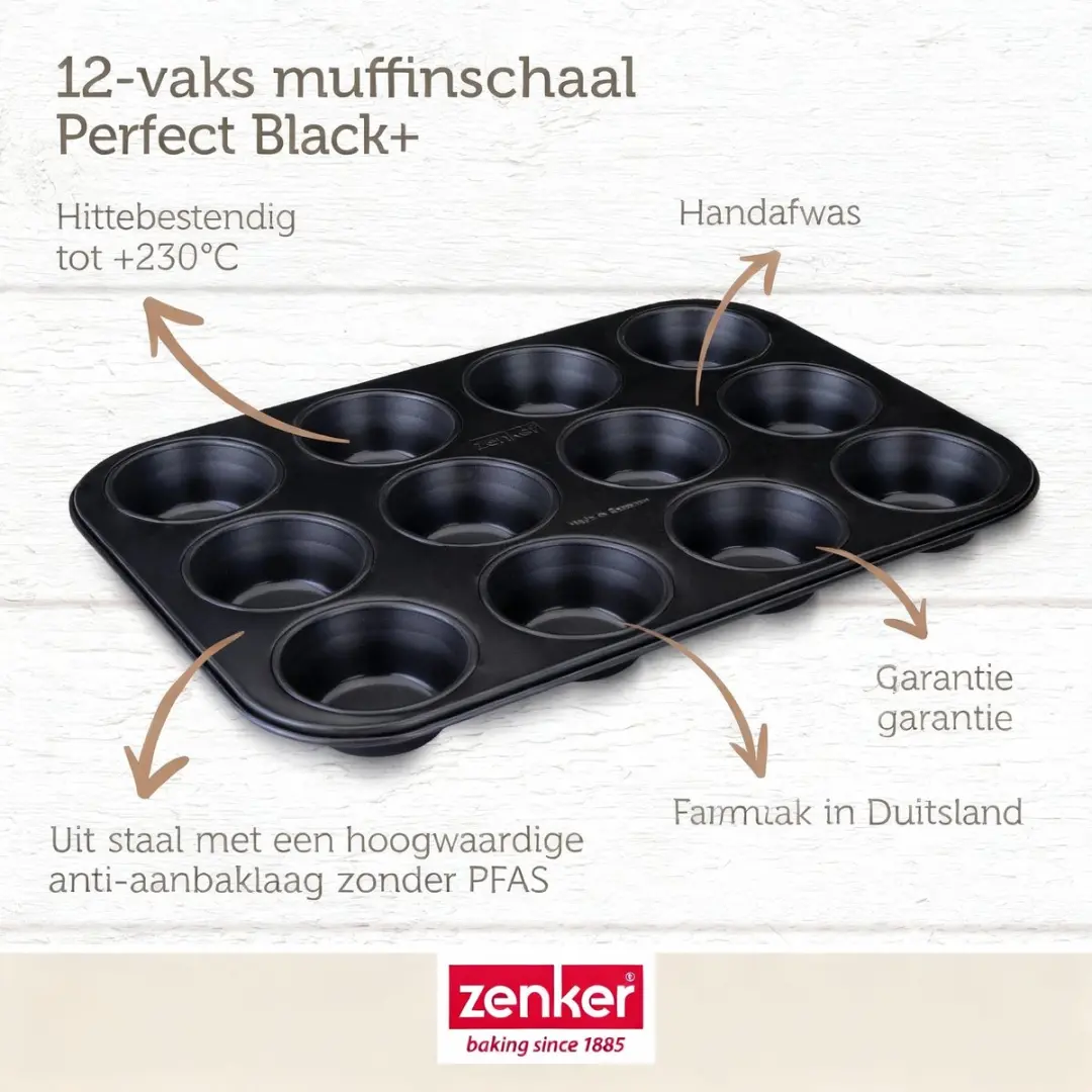 Zenker Perfect Black Muffinvorm 12 Holtes 38x26cm