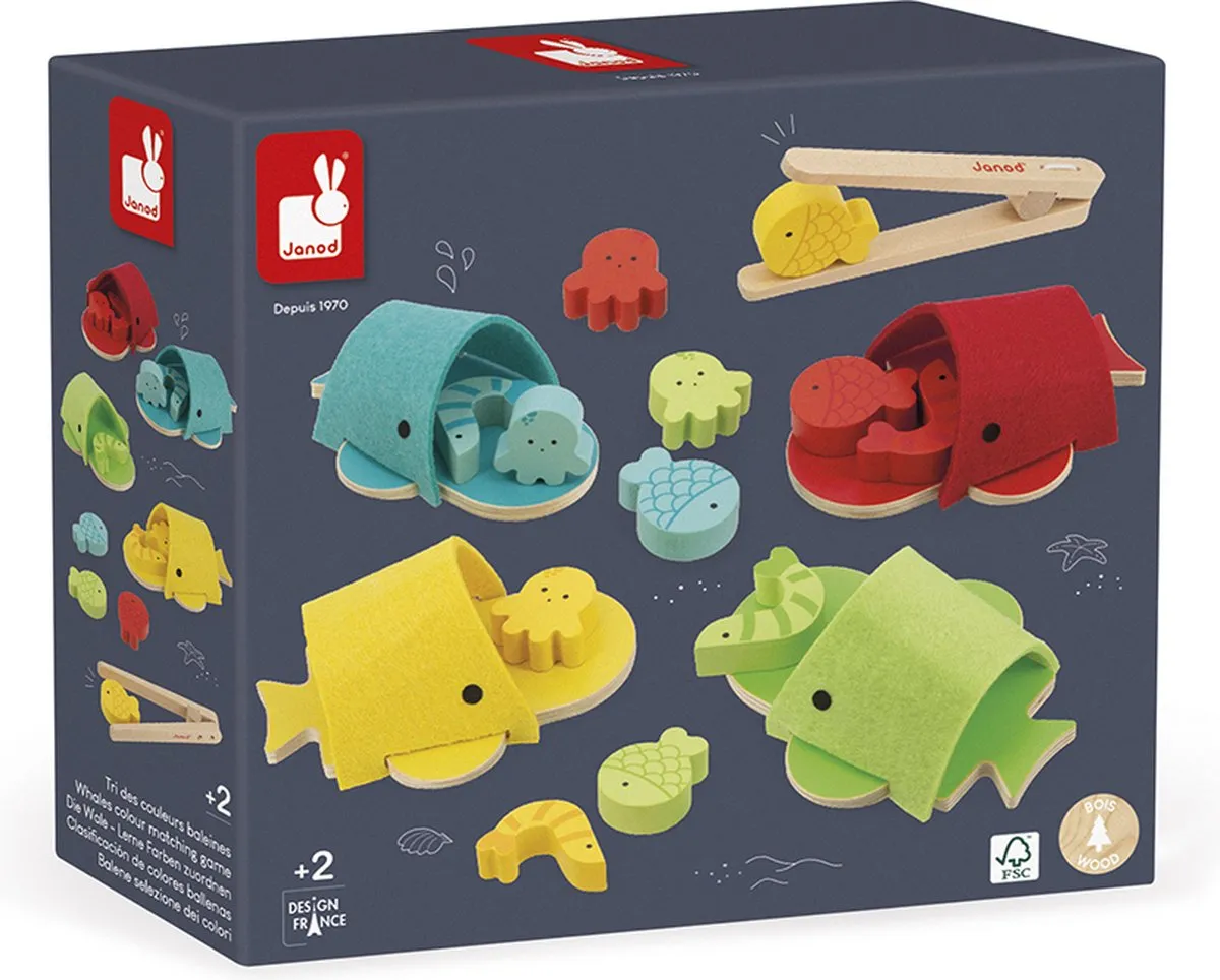 Janod Walvissen Kleurenspel - 12 Stuks - Multikleur
