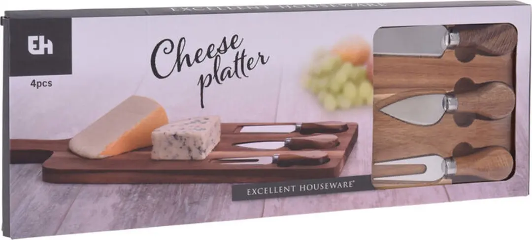 Excellent Houseware Kaasplank met Messen - Hout