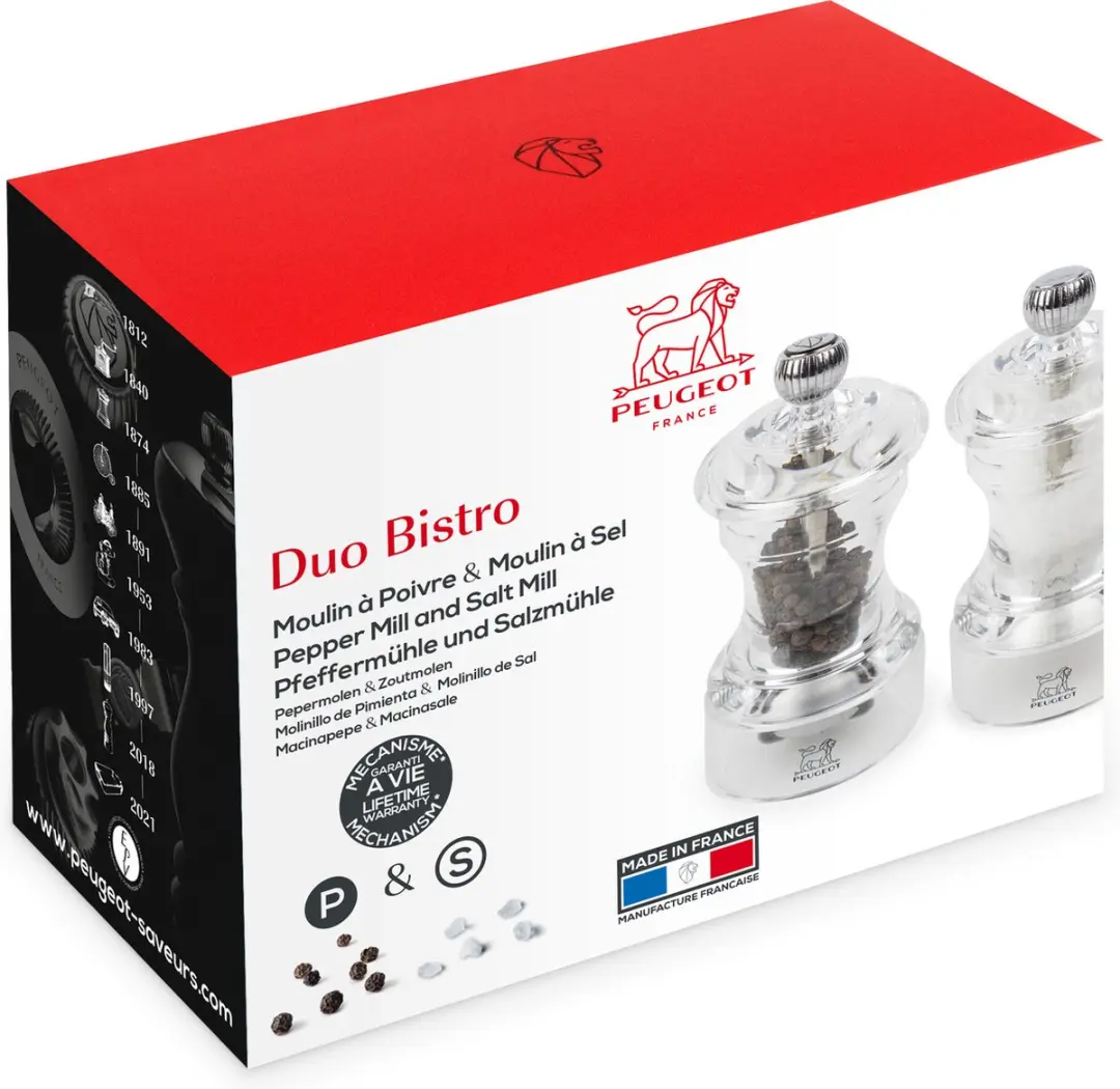 Peugeot Bistro Peper- en Zoutmolen 10cm - Transparant