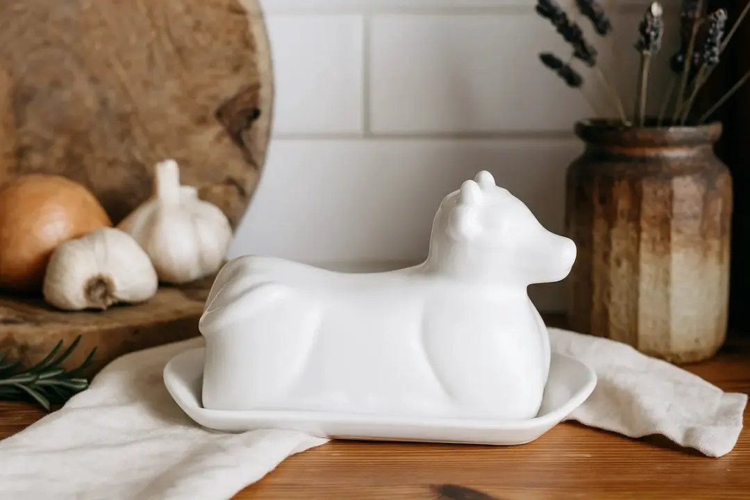 Cookinglife Botervloot Koe Porselein 20x12cm - Wit