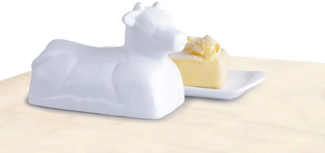 Cookinglife Botervloot Koe Porselein 20x12cm - Wit