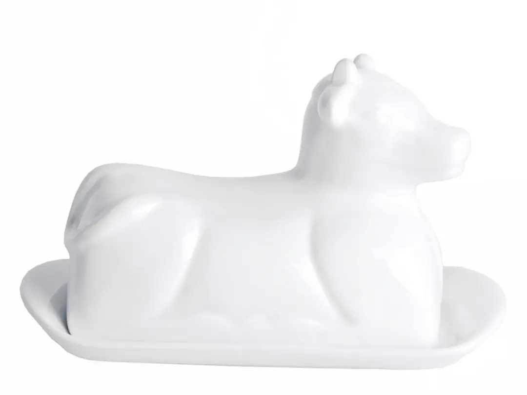 Cookinglife Botervloot Koe Porselein 20x12cm - Wit
