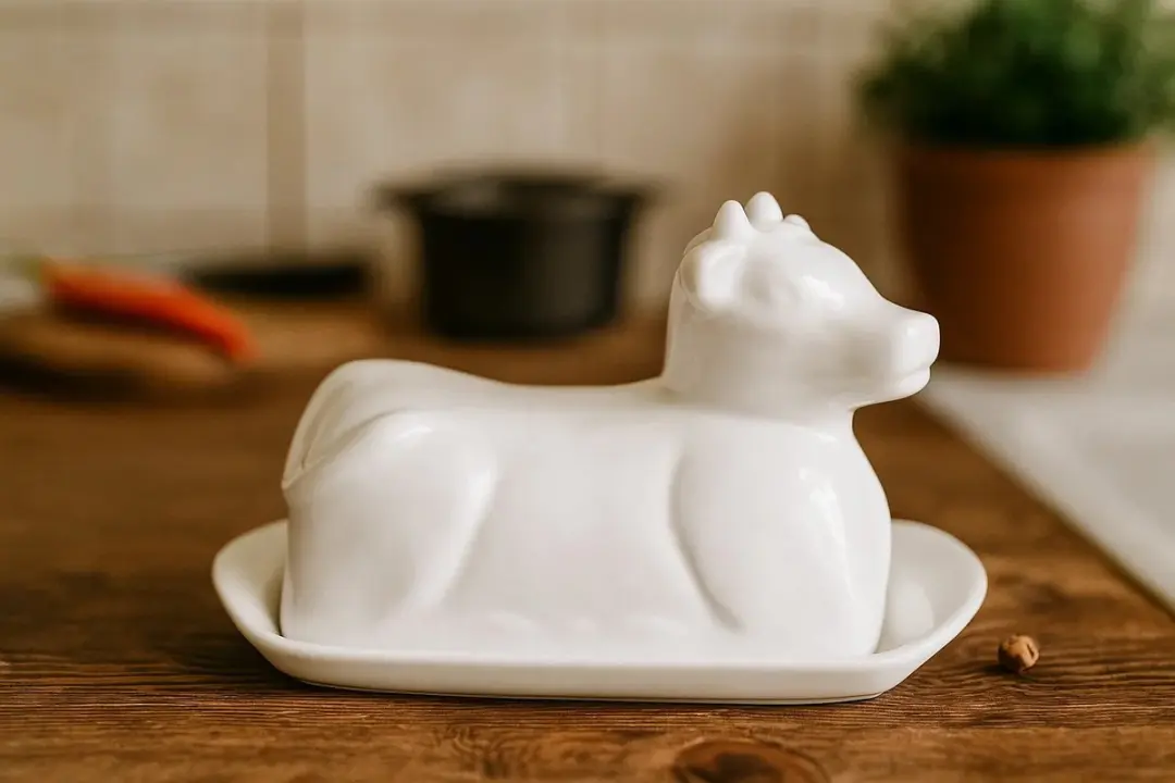 Cookinglife Botervloot Koe Porselein 20x12cm - Wit