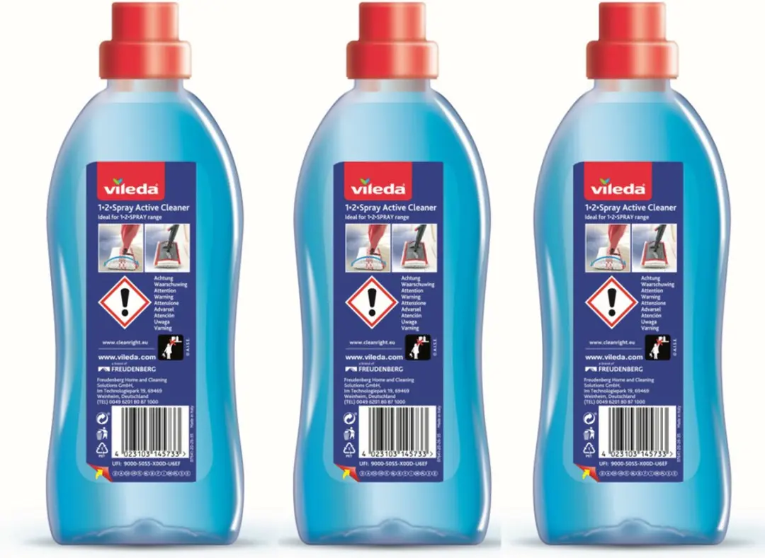 Vileda 1-2 Spray Liquid - 3x750ml - Rood