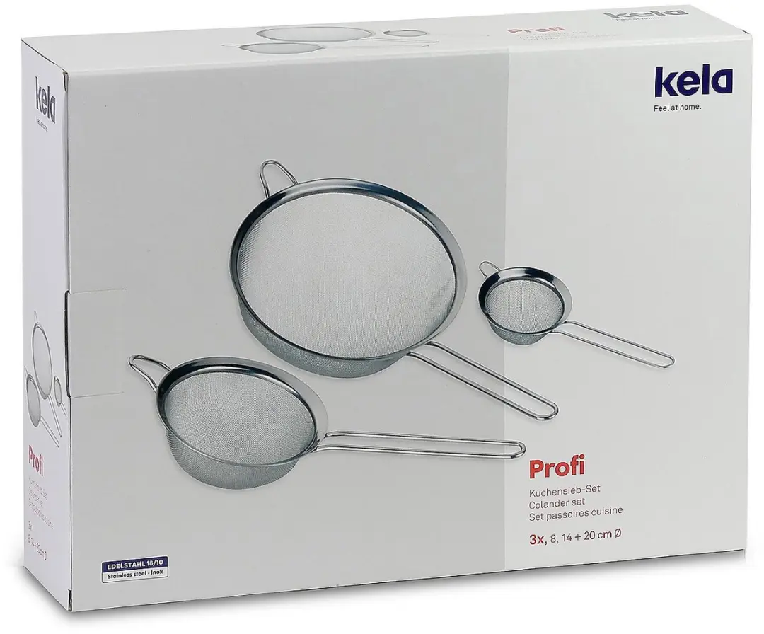 Kela Keukenzeef Set 3 Stuks - 20cm - 18/10 Staal