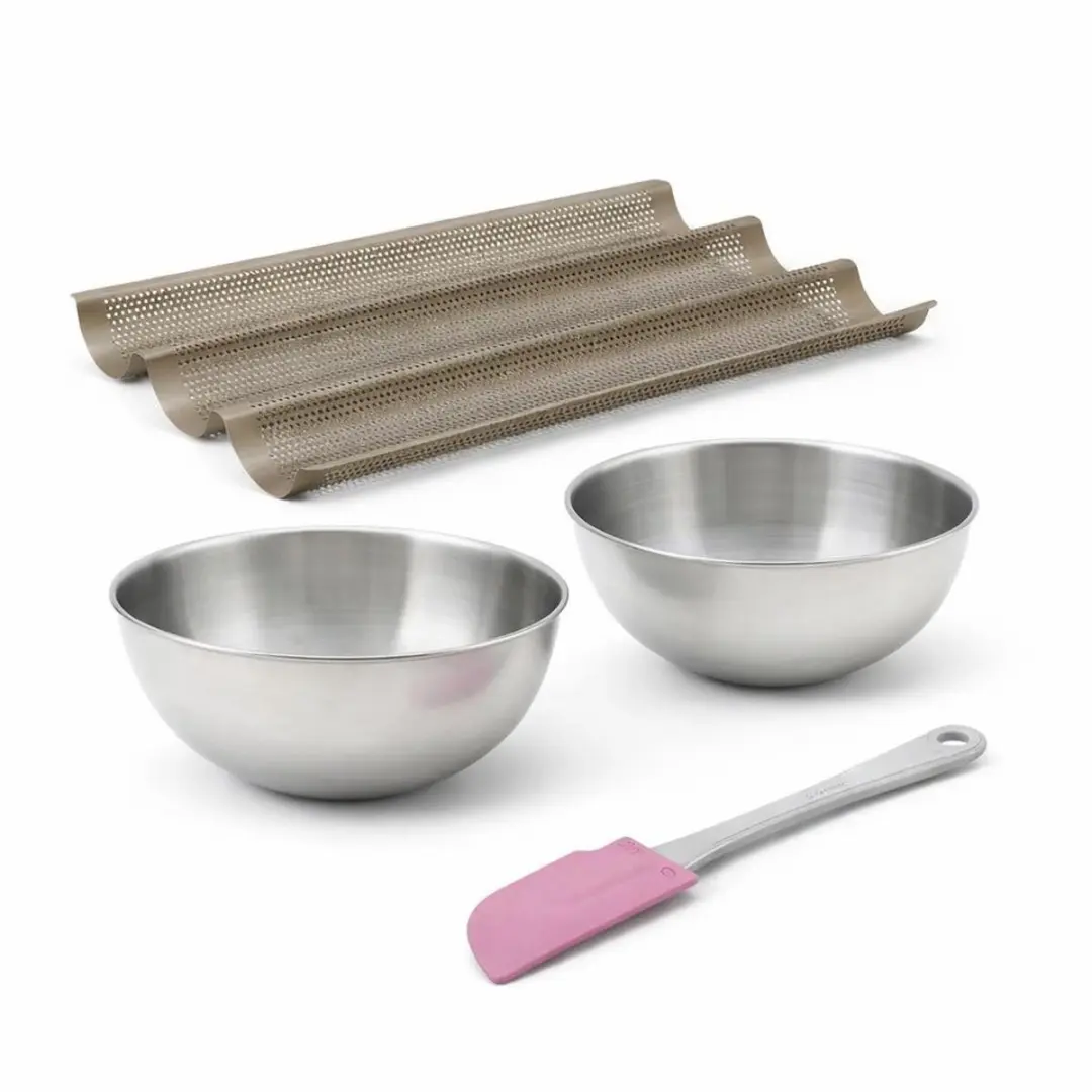 Zenker Baguettevorm 3 Holtes + Spatel + 2 Mengkommen - Goud
