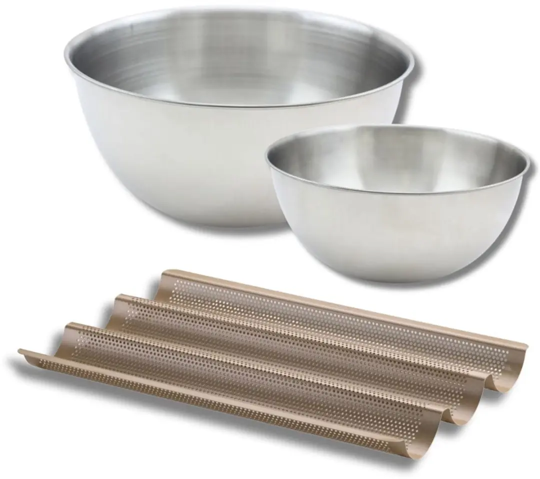 Zenker Baguettevorm 3 Holtes + Spatel + 2 Mengkommen