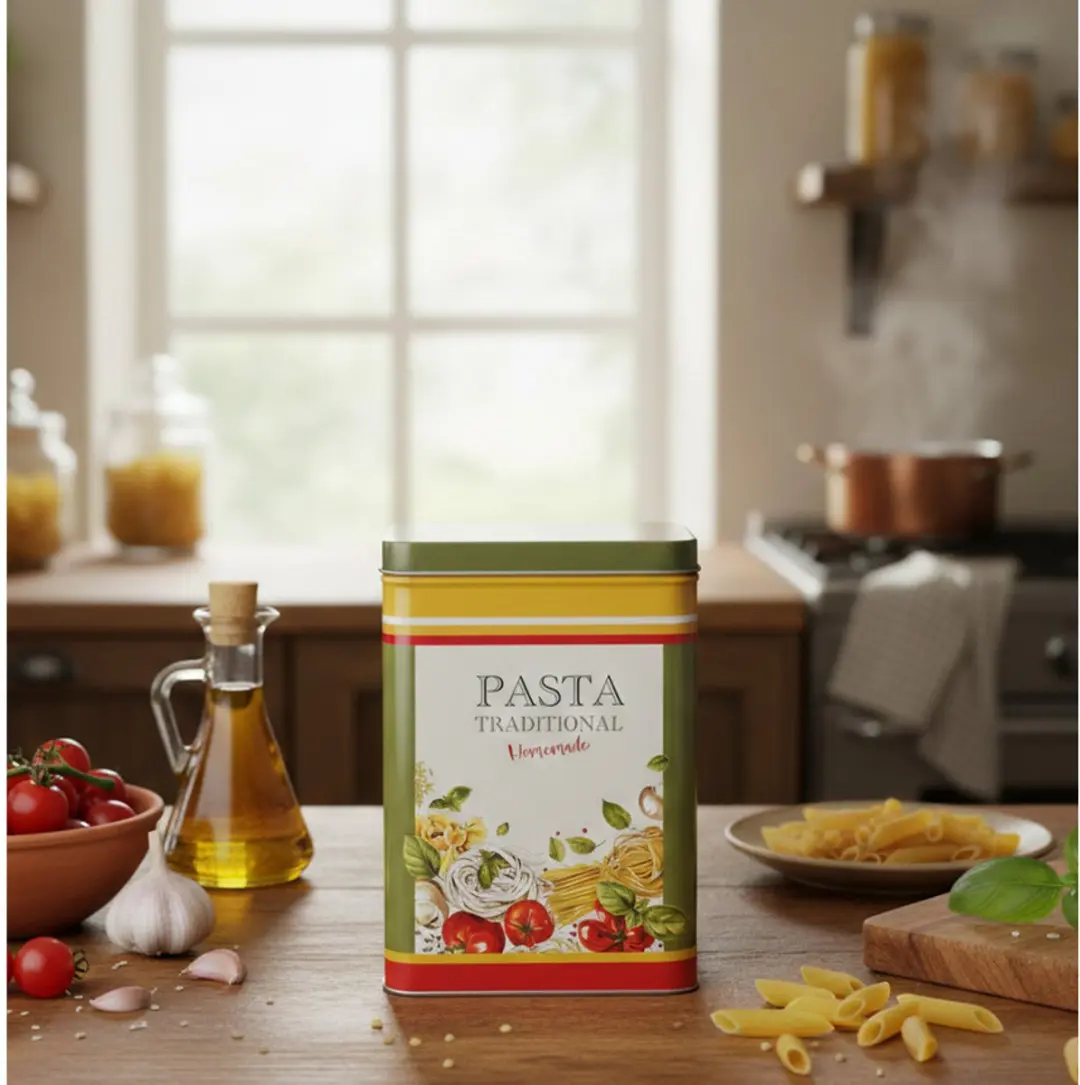 Excellent Houseware Nostalgia Pasta Bewaarblik - 1,6L - Olijfgroen