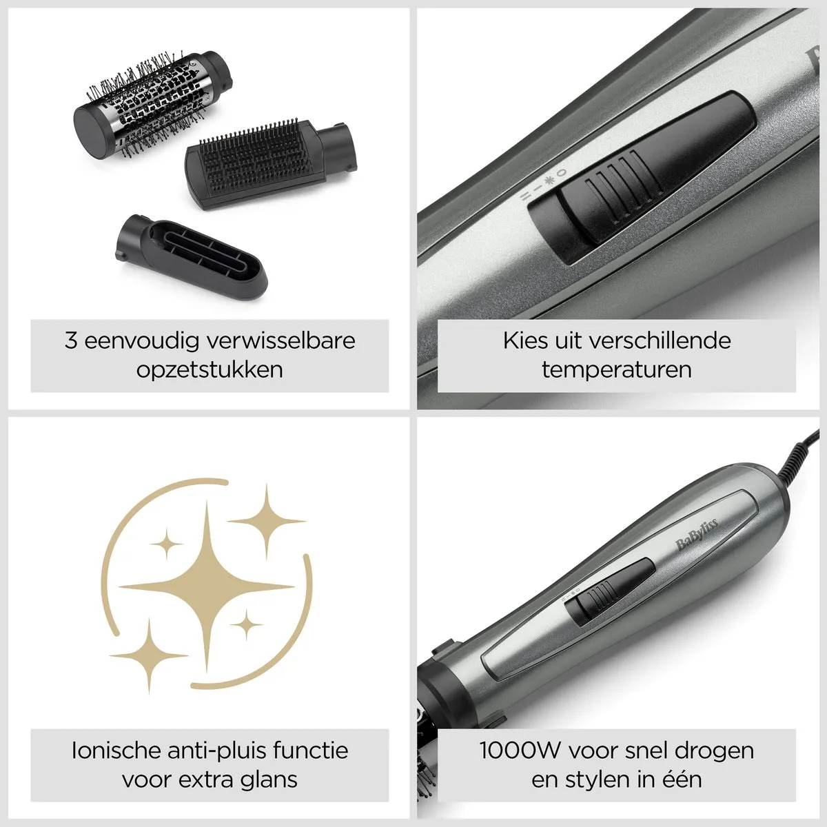 Babyliss Xanadu AS261E Multistyler - 1000W - 50mm Volume Borstel - Donkergrijs