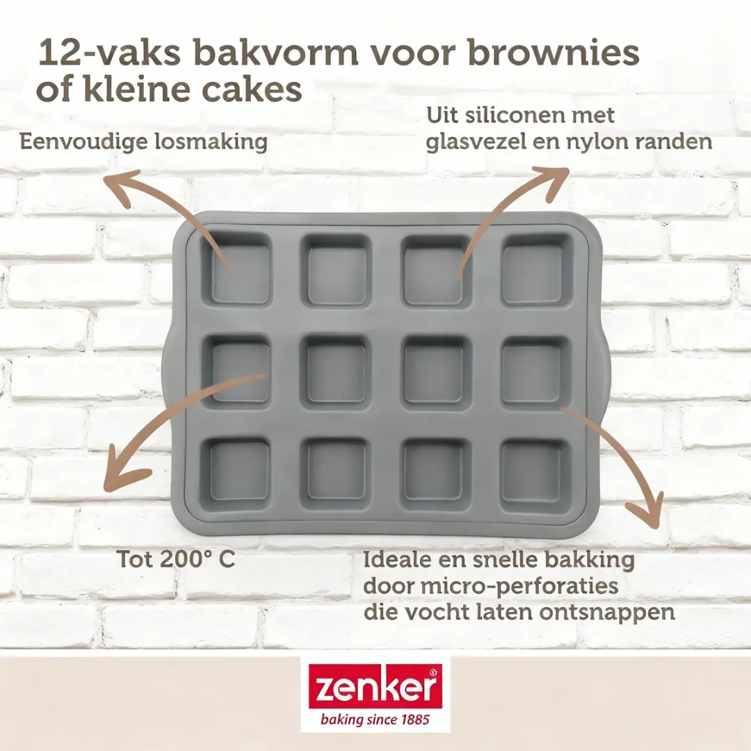 Zenker Siliconen Cakevorm 12 Stuks - Zwart