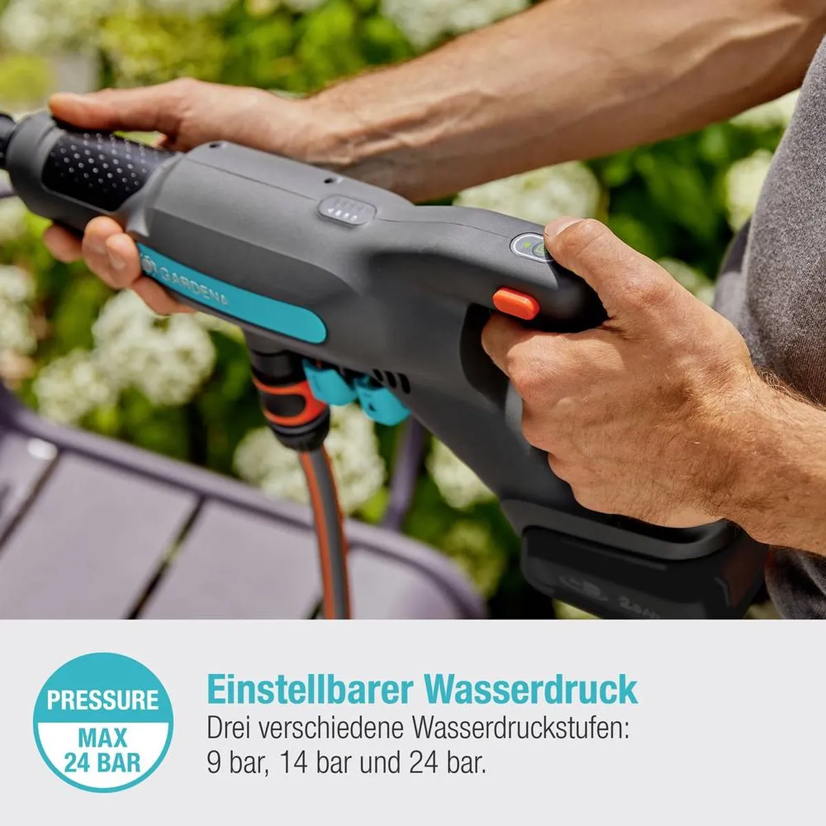 Gardena AquaClean 24/18V Medium Hogedrukreiniger 24 bar