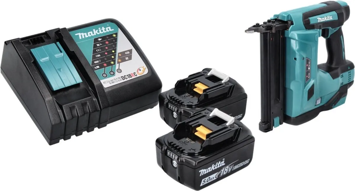 Makita DBN 500 RT Staande Spijkermachine - 18V - 2x 5.0Ah Accu + Lader