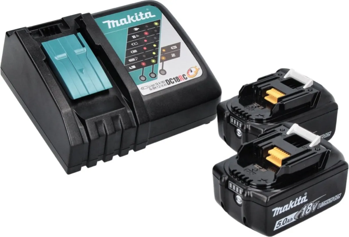 Makita DBN 500 RT Staande Spijkermachine - 18V - 2x 5.0Ah Accu + Lader