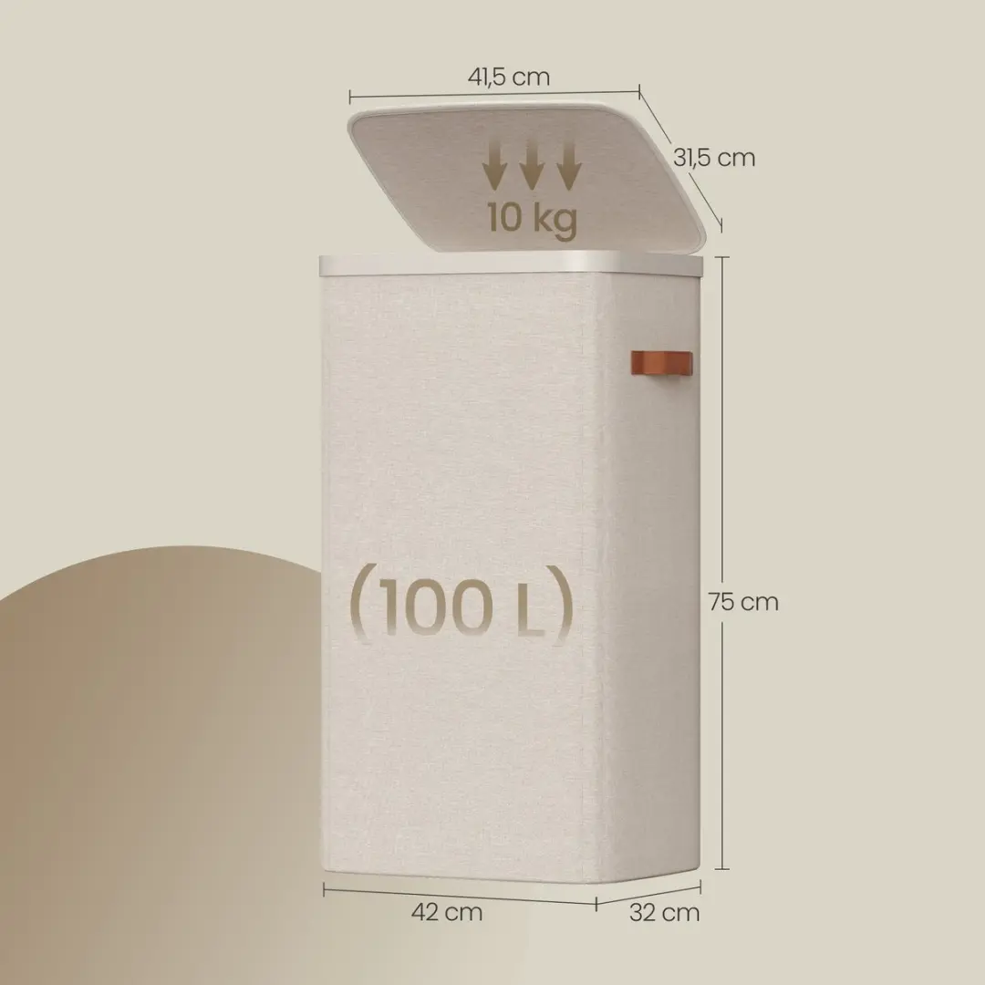 Songmics Wasmand LCB811LH01 100L - met deksel en handgrepen