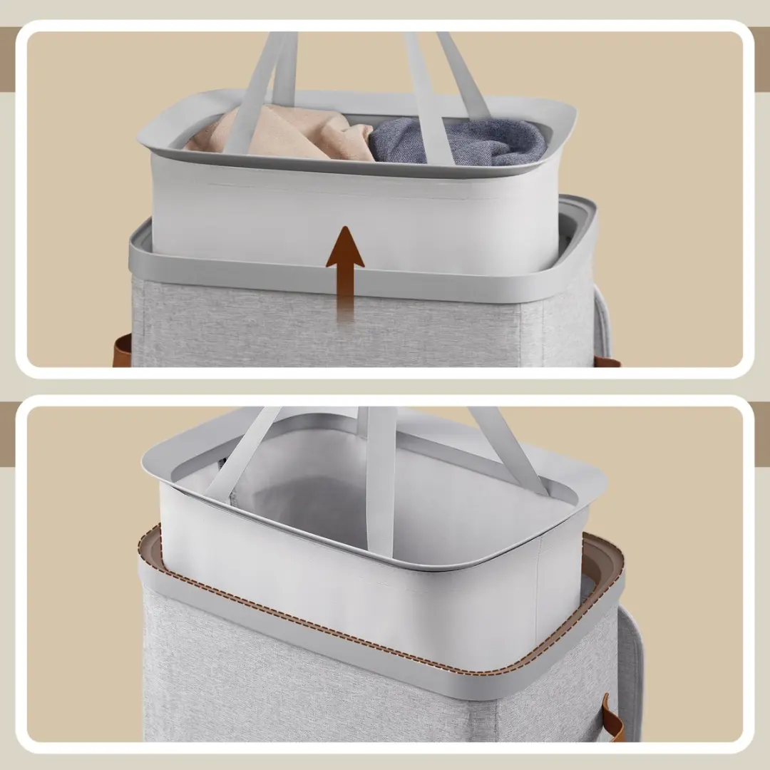 Songmics Wasmand LCB811LH01 100L - met deksel en handgrepen