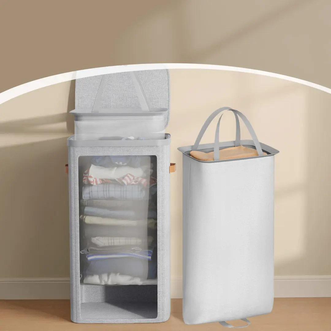 Songmics Wasmand LCB811LH01 100L - met deksel en handgrepen - afbeelding 6 van 6