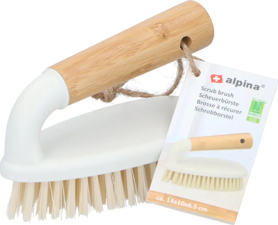 Alpina Schrobborstel 41011000 - Wit met bamboe handvat