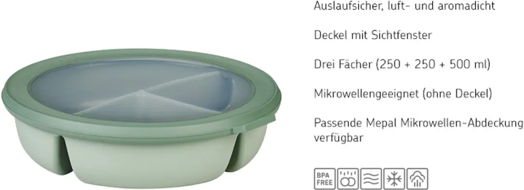 Mepal Cirqula Vershouddoos 3-vaks - 250ml/500ml - Nordic Sage - afbeelding 6 van 6